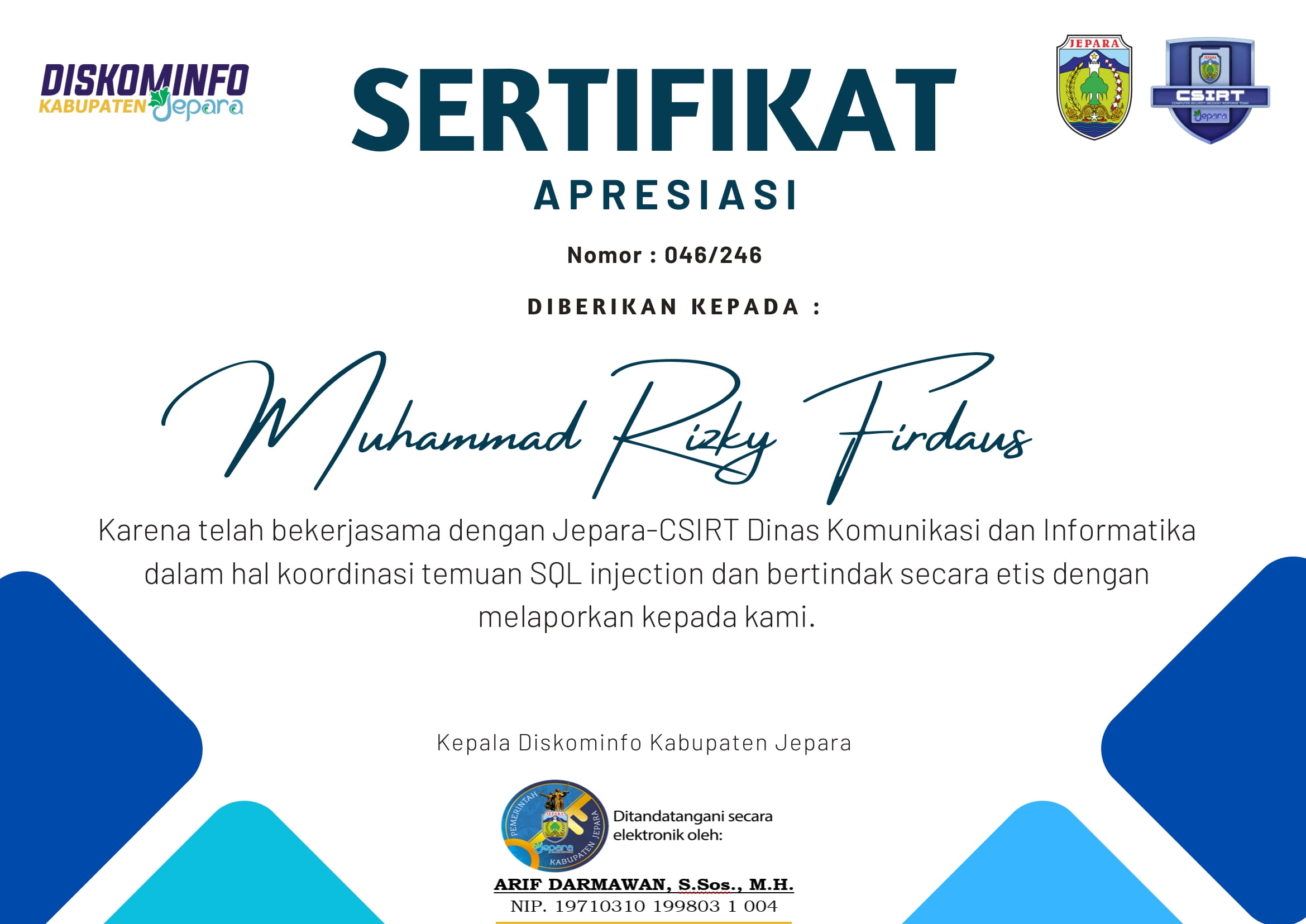 Certificate 21