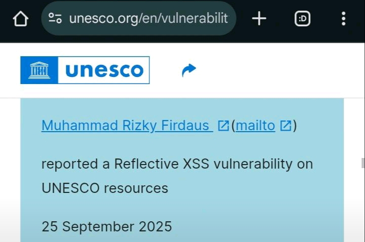 Reflected XSS pada UNESCO